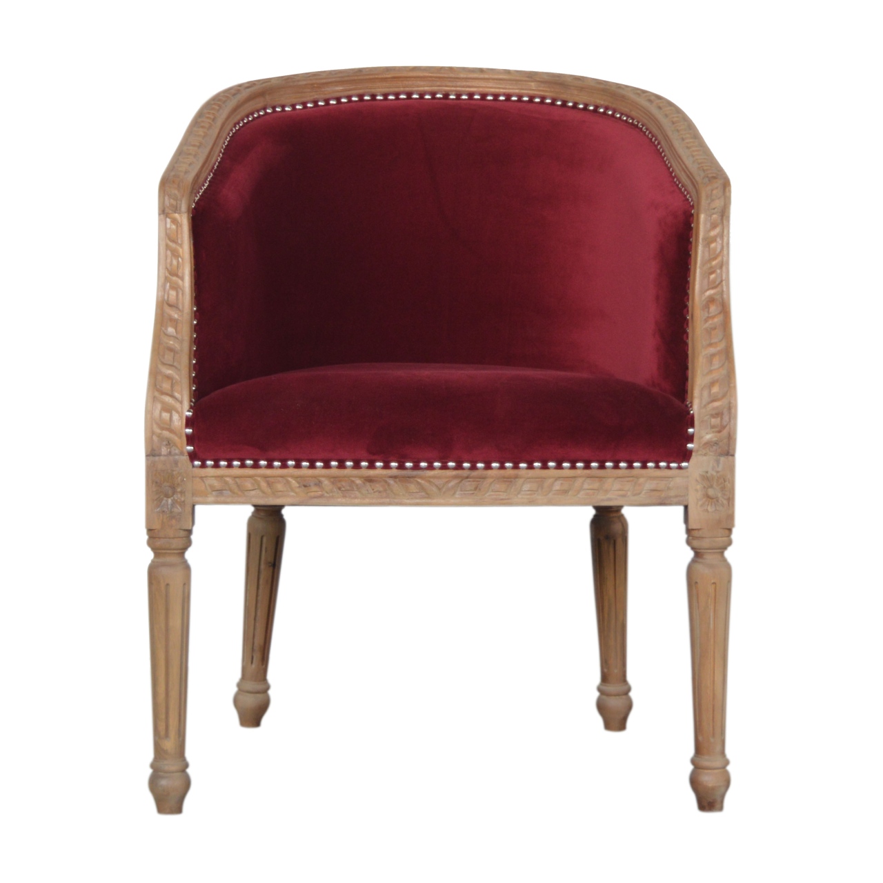 Wine Red Velvet Occasional Chair - Image 2