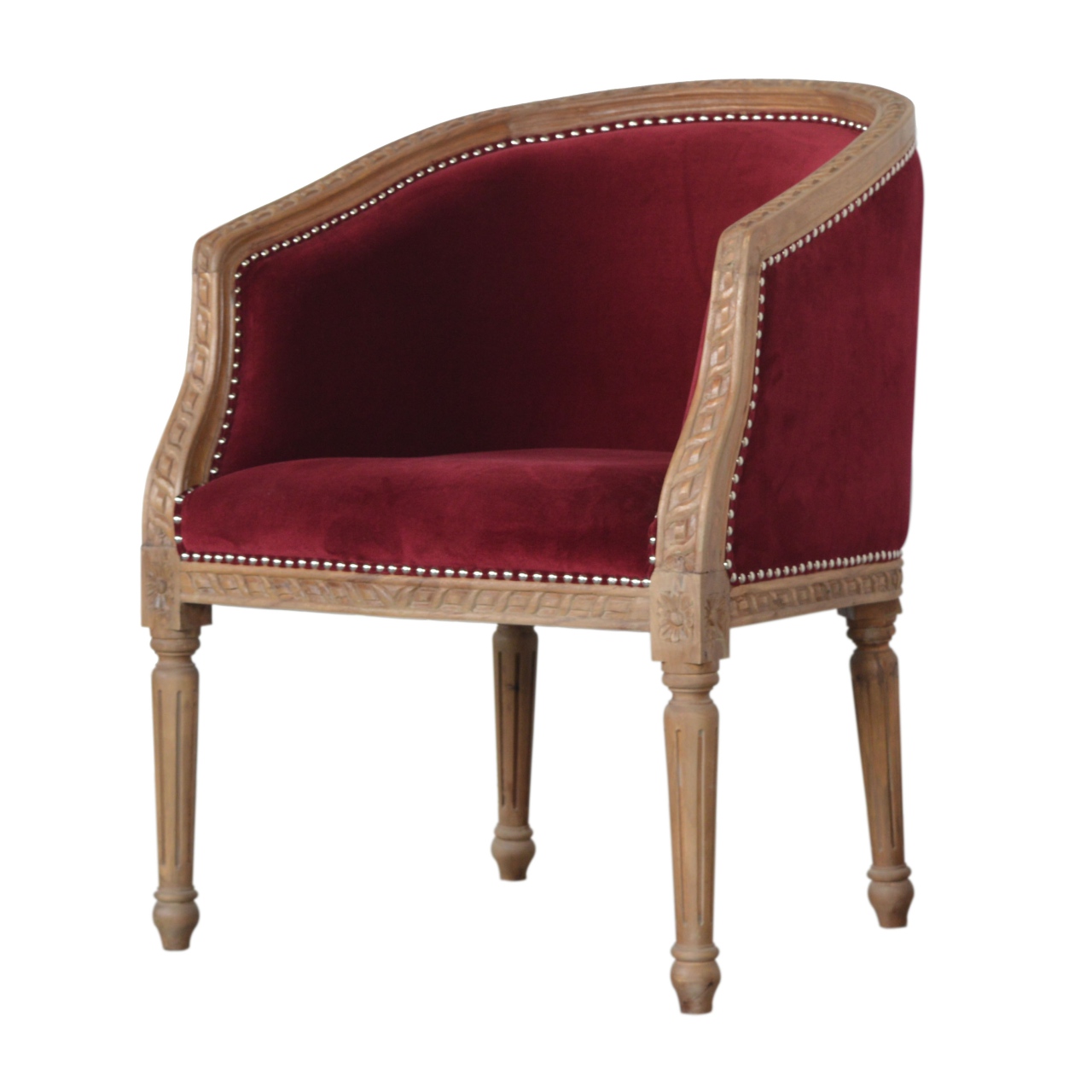 Wine Red Velvet Occasional Chair - Image 3