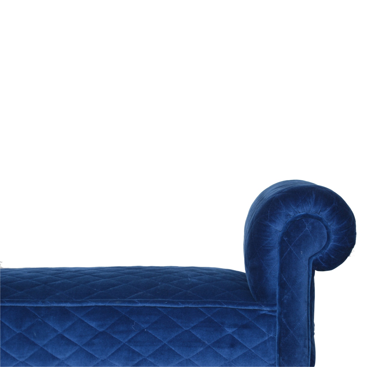 Royal Blue Quilted Velvet Bench - Image 5