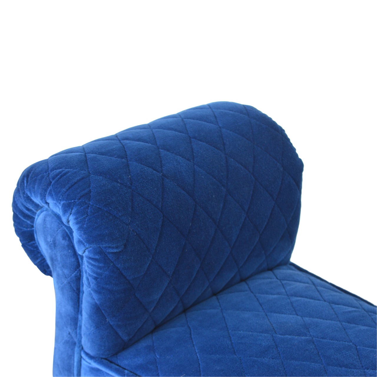 Royal Blue Quilted Velvet Bench - Image 6