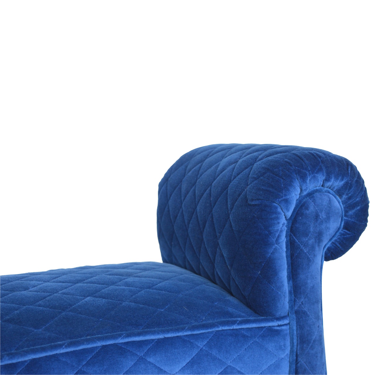 Royal Blue Quilted Velvet Bench - Image 8