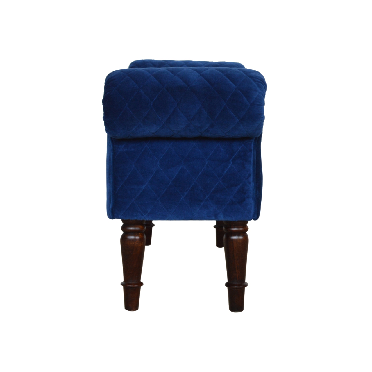 Royal Blue Quilted Velvet Bench - Image 10