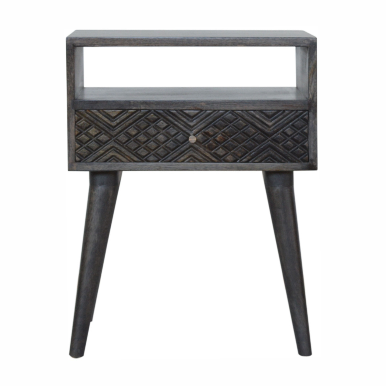Ash Black Carved Drawer Bedside - Image 2