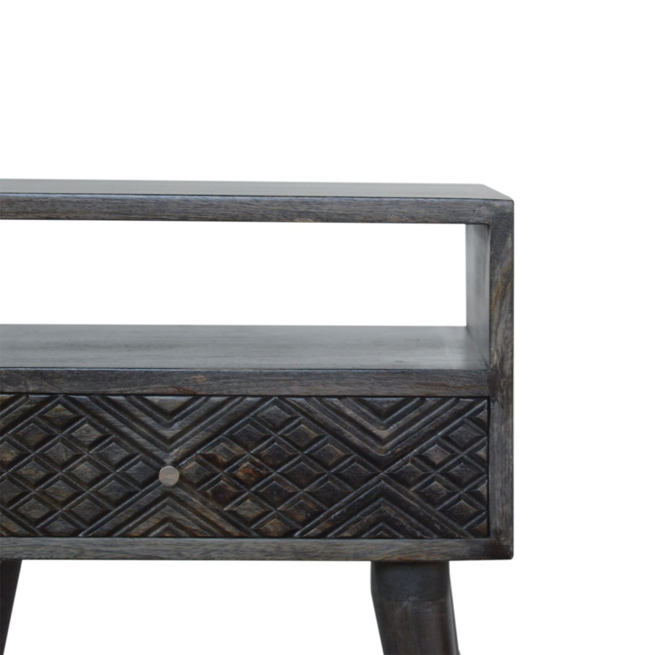Ash Black Carved Drawer Bedside - Image 5