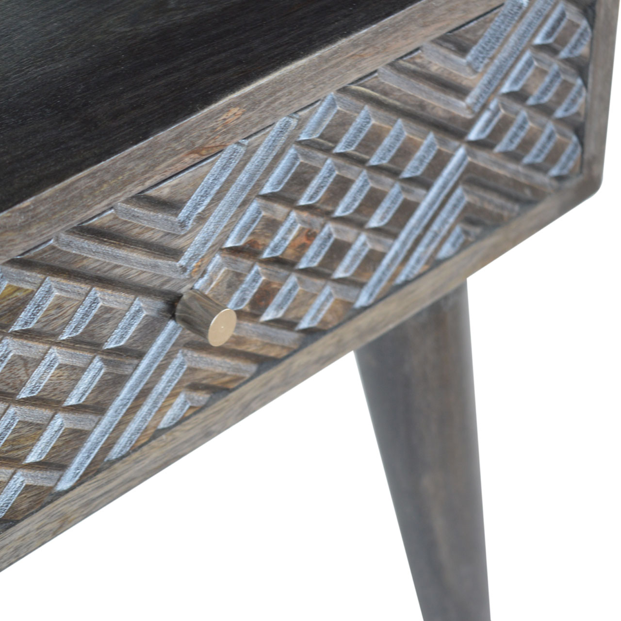 Ash Black Carved Drawer Bedside - Image 6