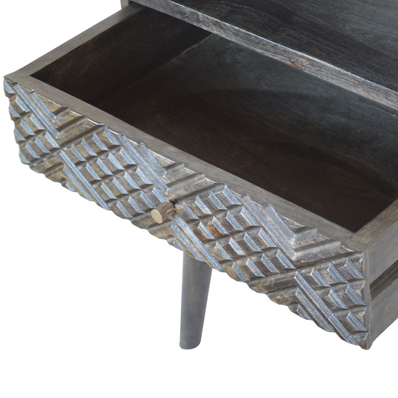 Ash Black Carved Drawer Bedside - Image 7