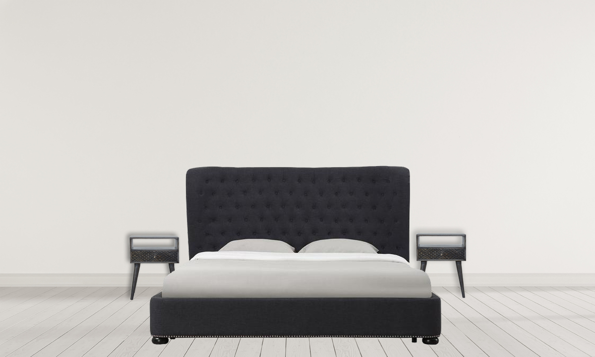 Ash Black Carved Drawer Bedside - Image 11