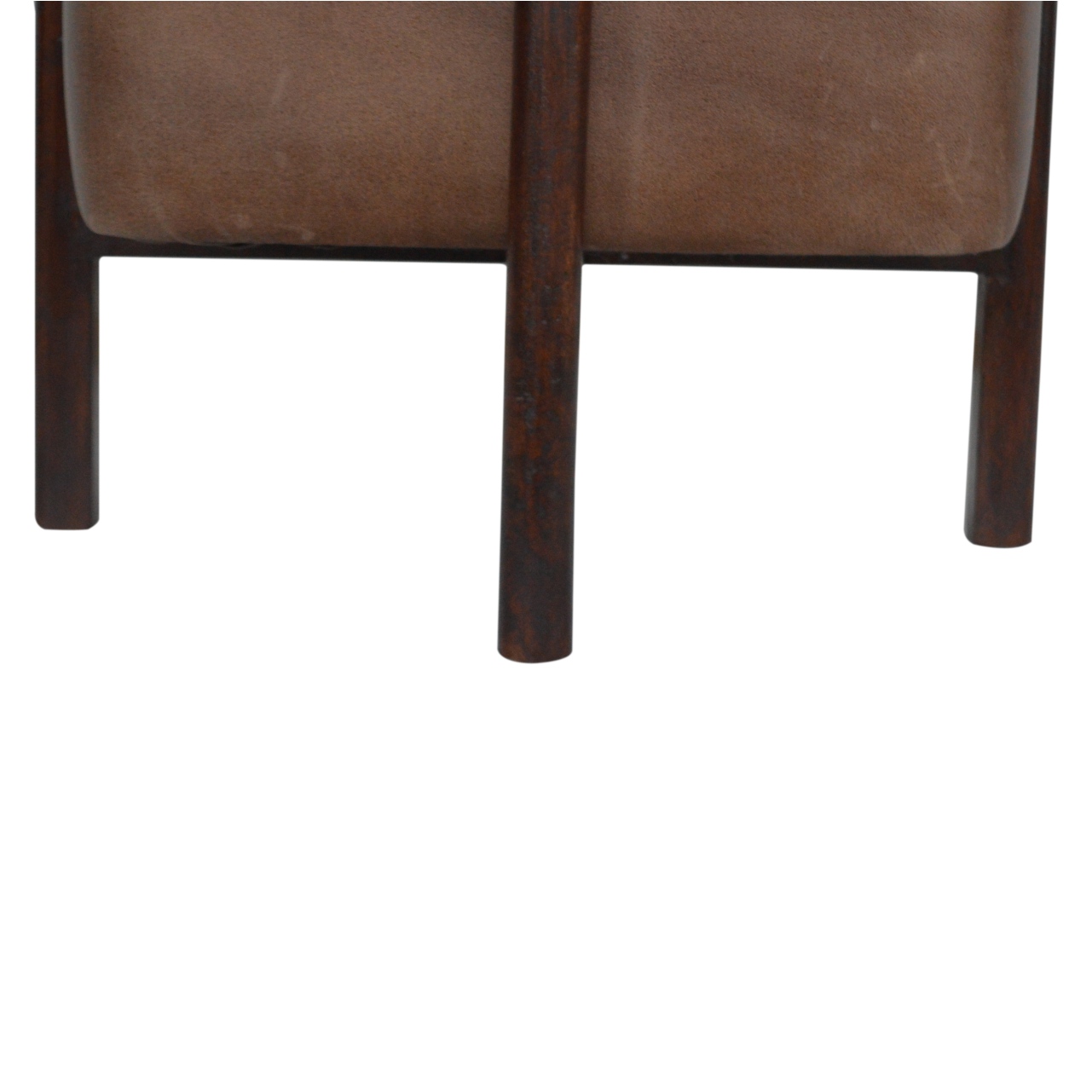 Brown Solid Leather Footstool - Image 5