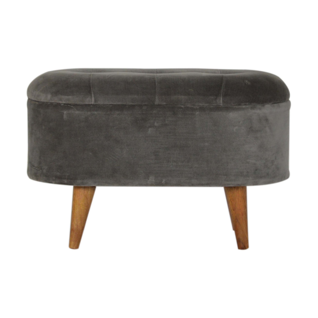 Grey Velvet Storage Footstool - Image 2