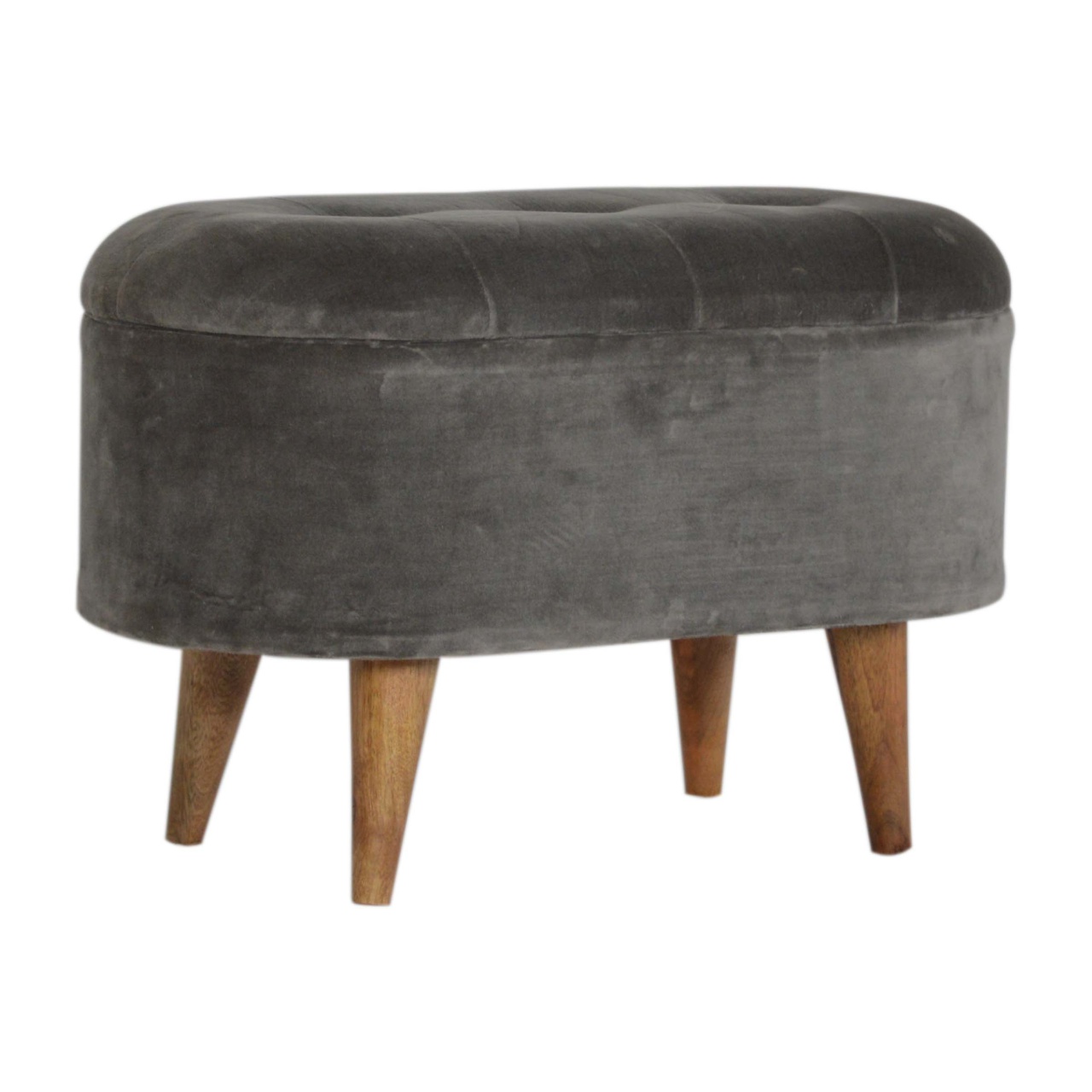 Grey Velvet Storage Footstool - Image 3