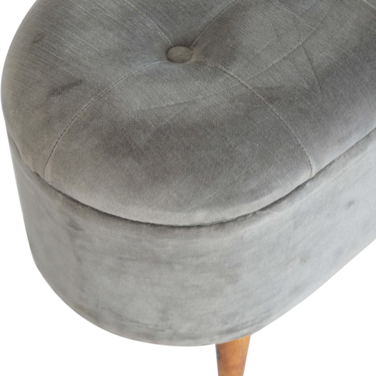 Grey Velvet Storage Footstool - Image 5