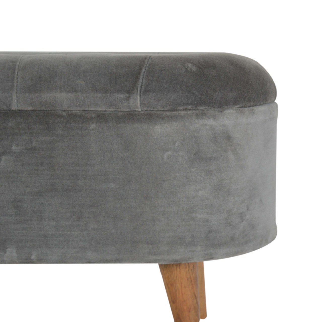 Grey Velvet Storage Footstool - Image 6