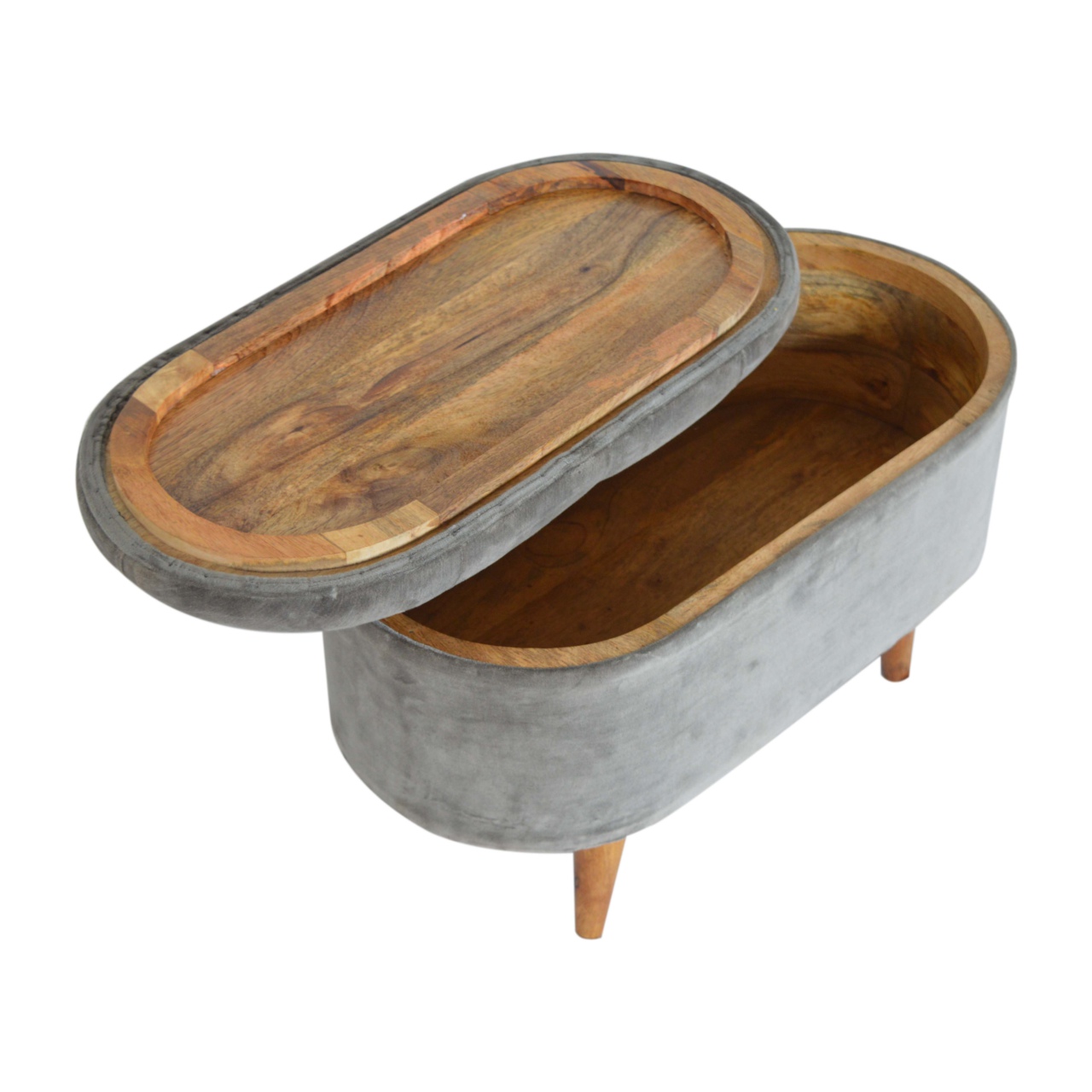 Grey Velvet Storage Footstool - Image 8