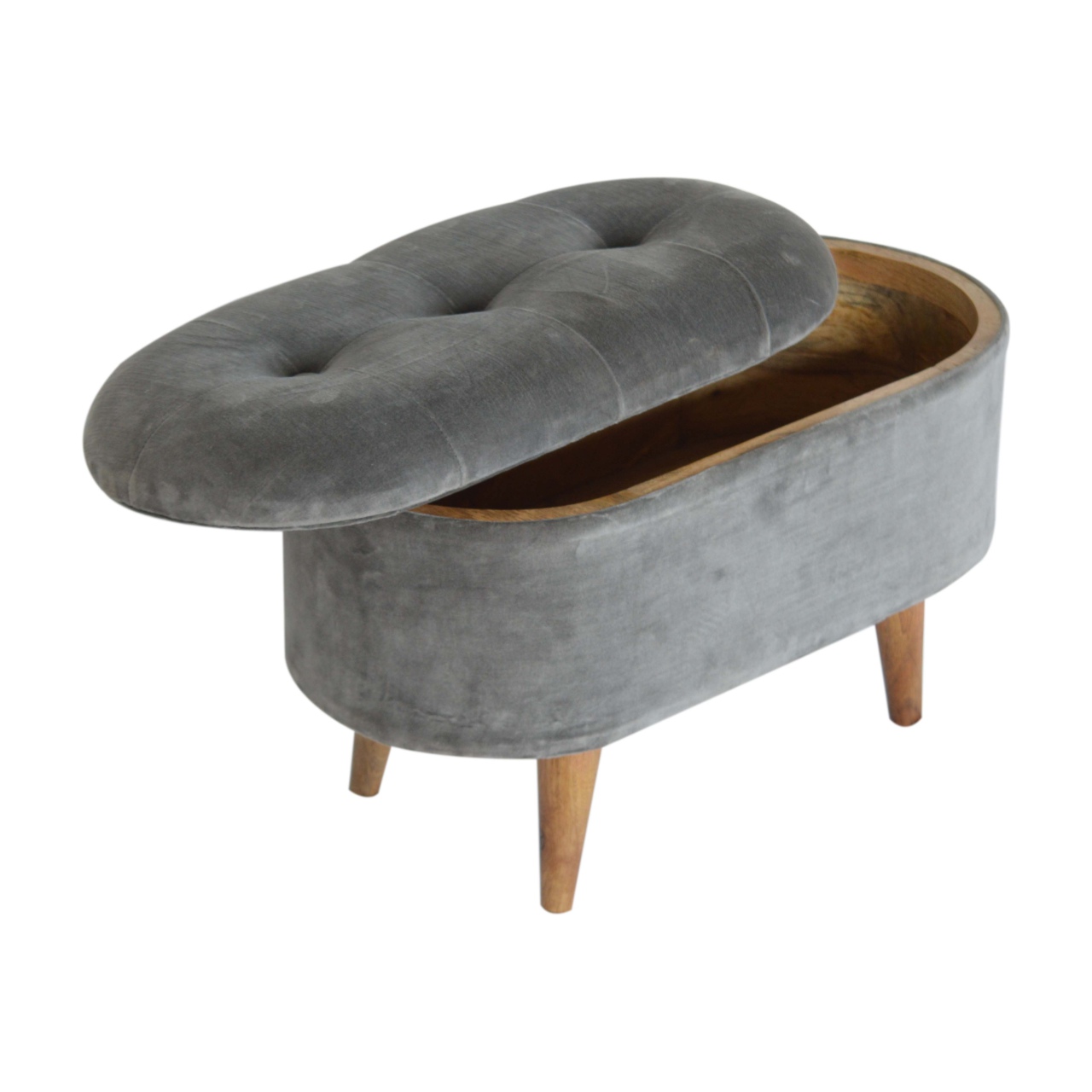 Grey Velvet Storage Footstool - Image 9