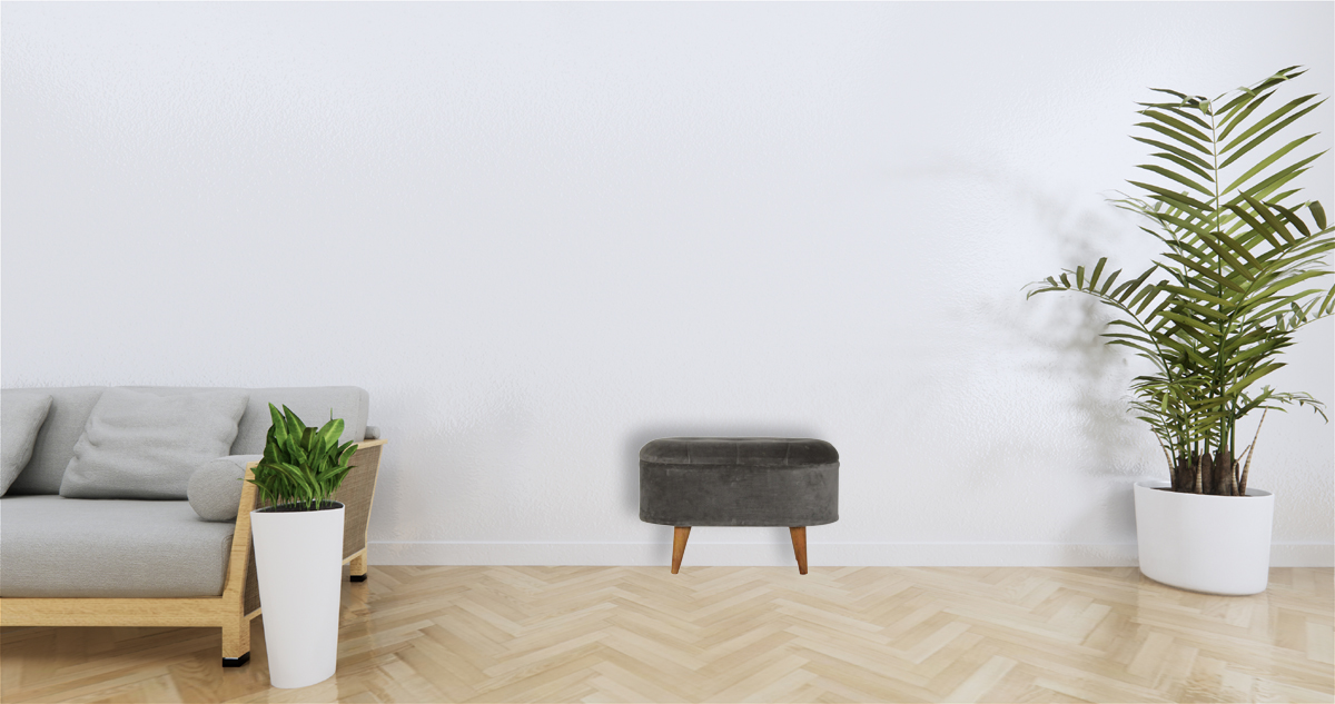 Grey Velvet Storage Footstool - Image 12