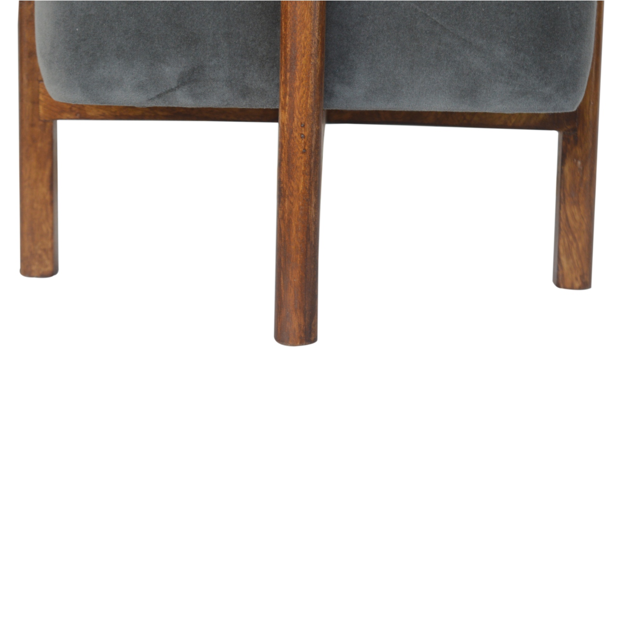 Solid Wood Grey Velvet Footstool - Image 6