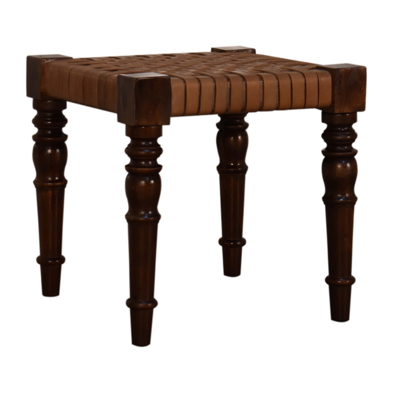 Woven Leather Footstool - Image 3