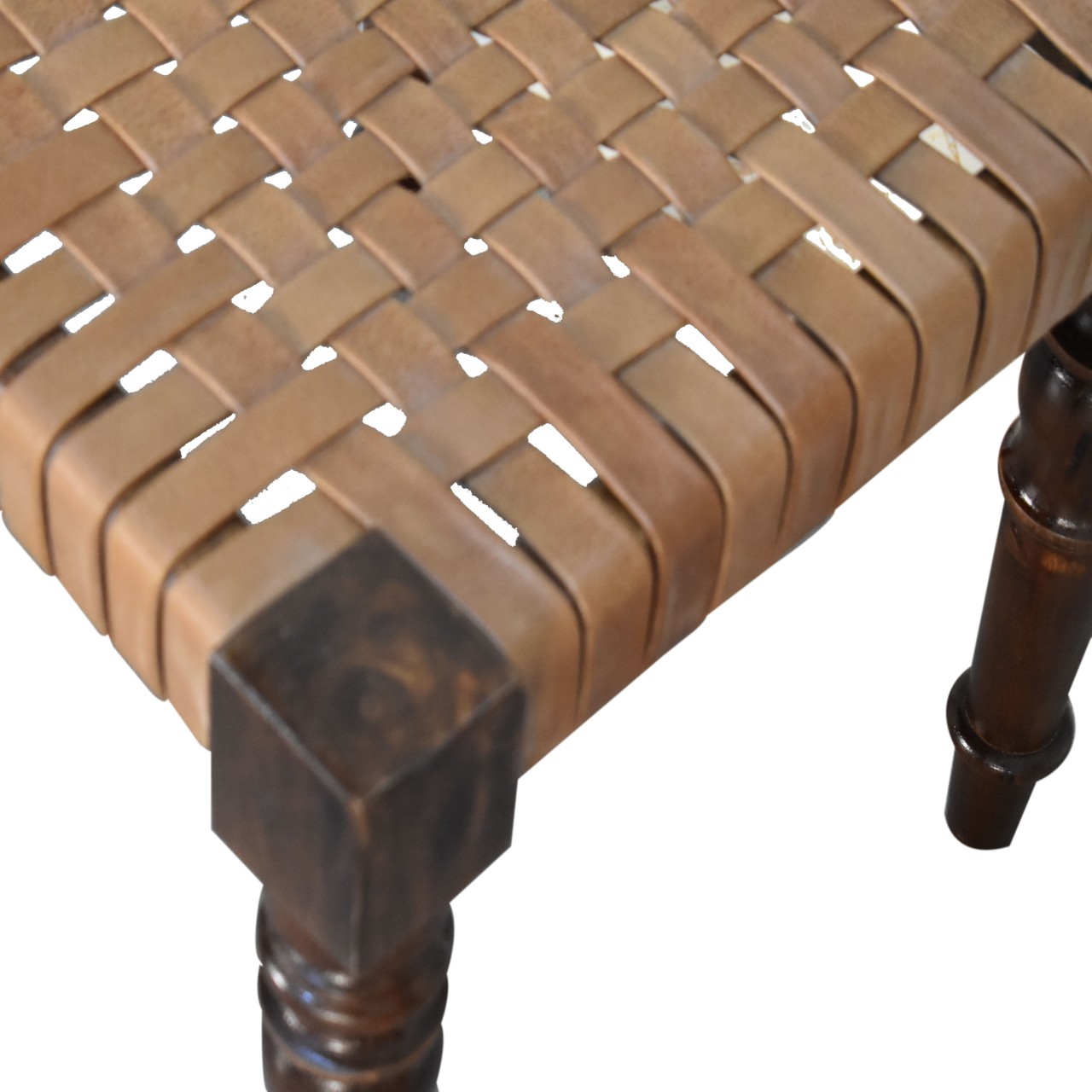 Woven Leather Footstool - Image 4