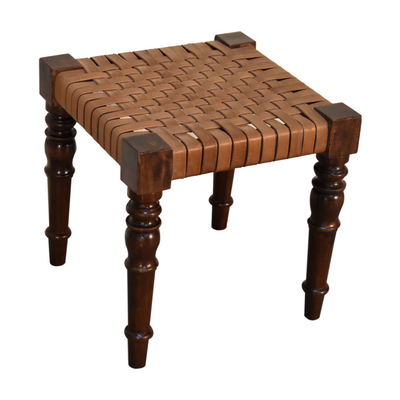Woven Leather Footstool - Image 6