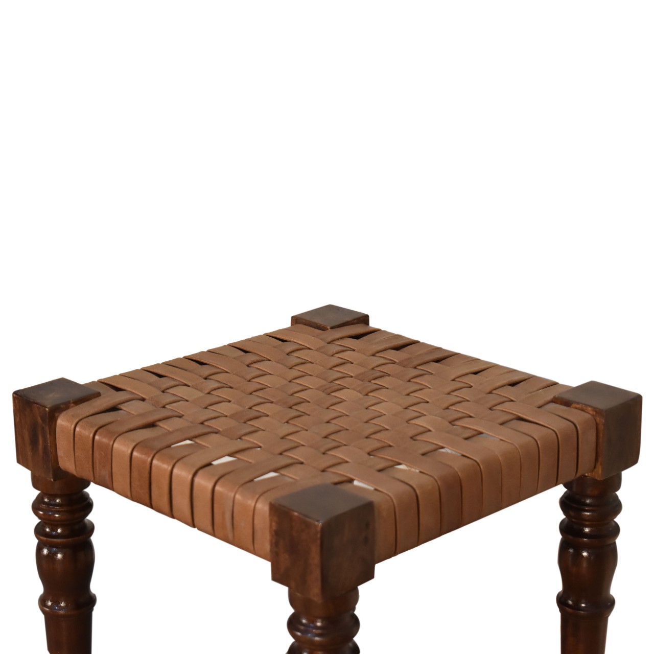 Woven Leather Footstool - Image 7