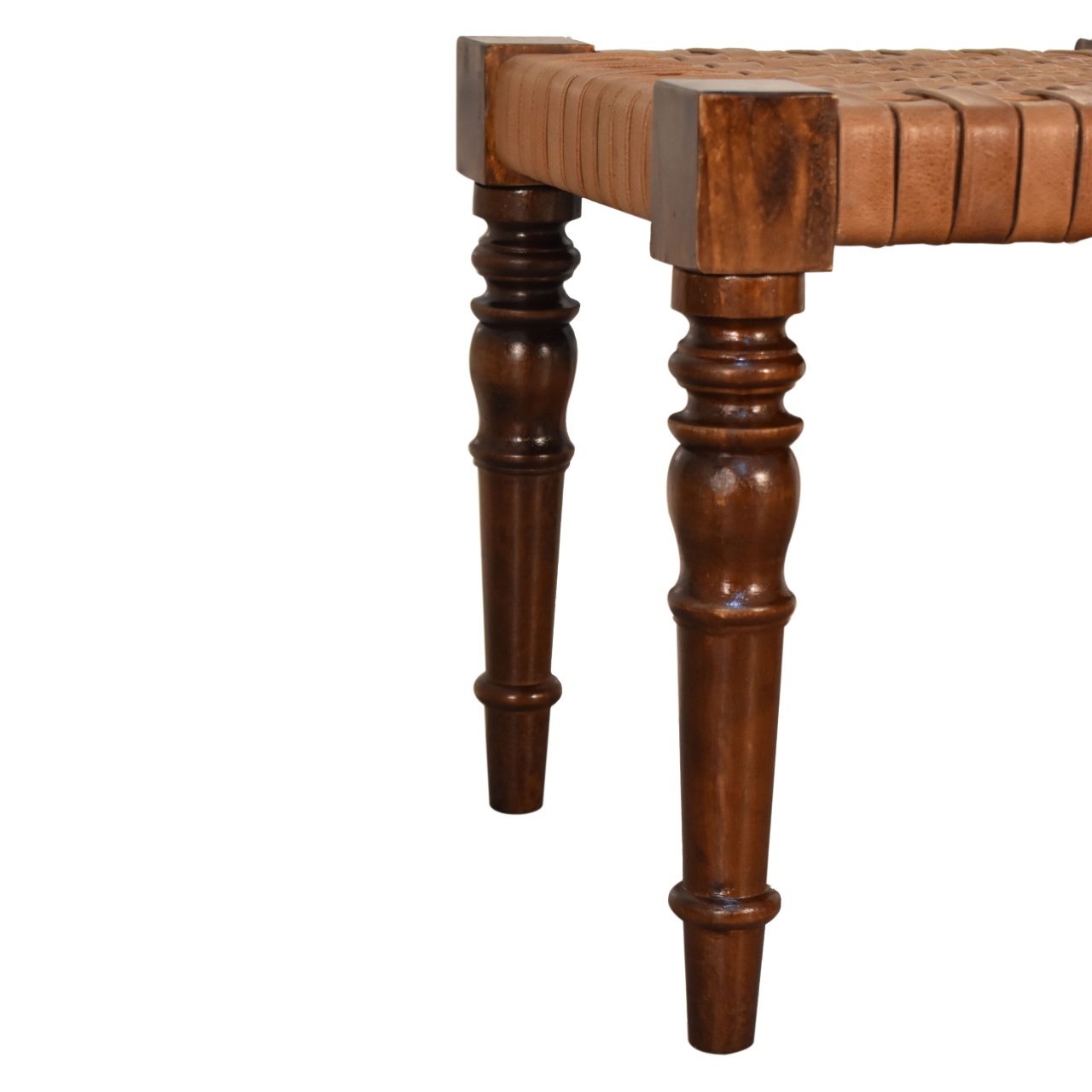 Woven Leather Footstool - Image 8