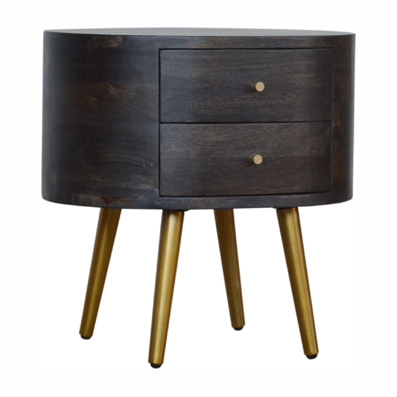 Ash Black Bedside with Brass Legs - Image 2