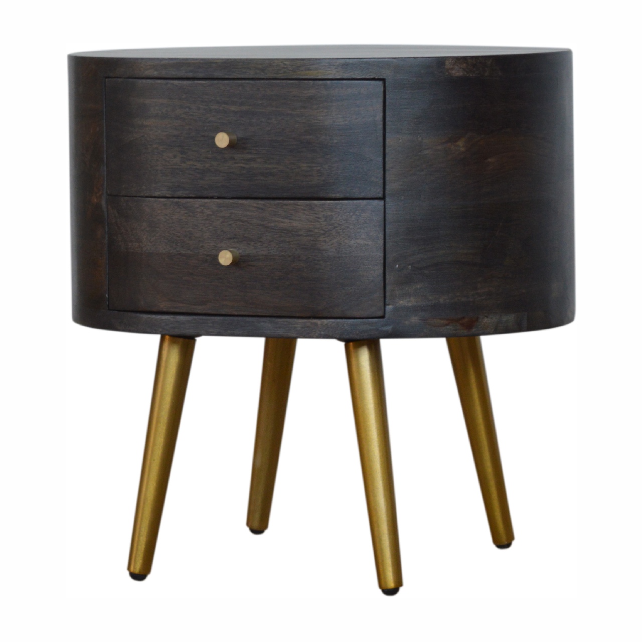 Ash Black Bedside with Brass Legs - Image 3
