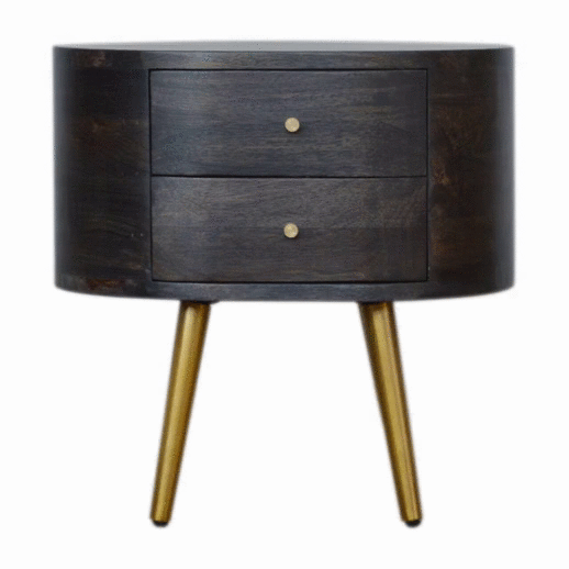 Ash Black Bedside with Brass Legs - Image 9