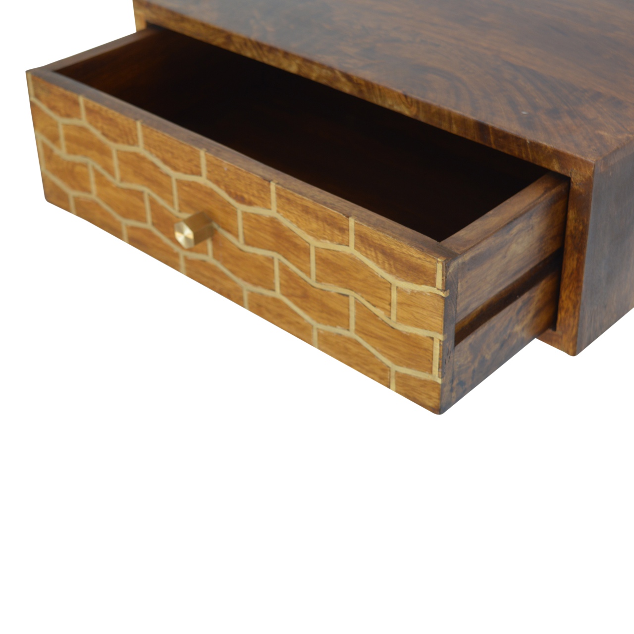 Floating Gold Art Chestnut Bedside - Image 6