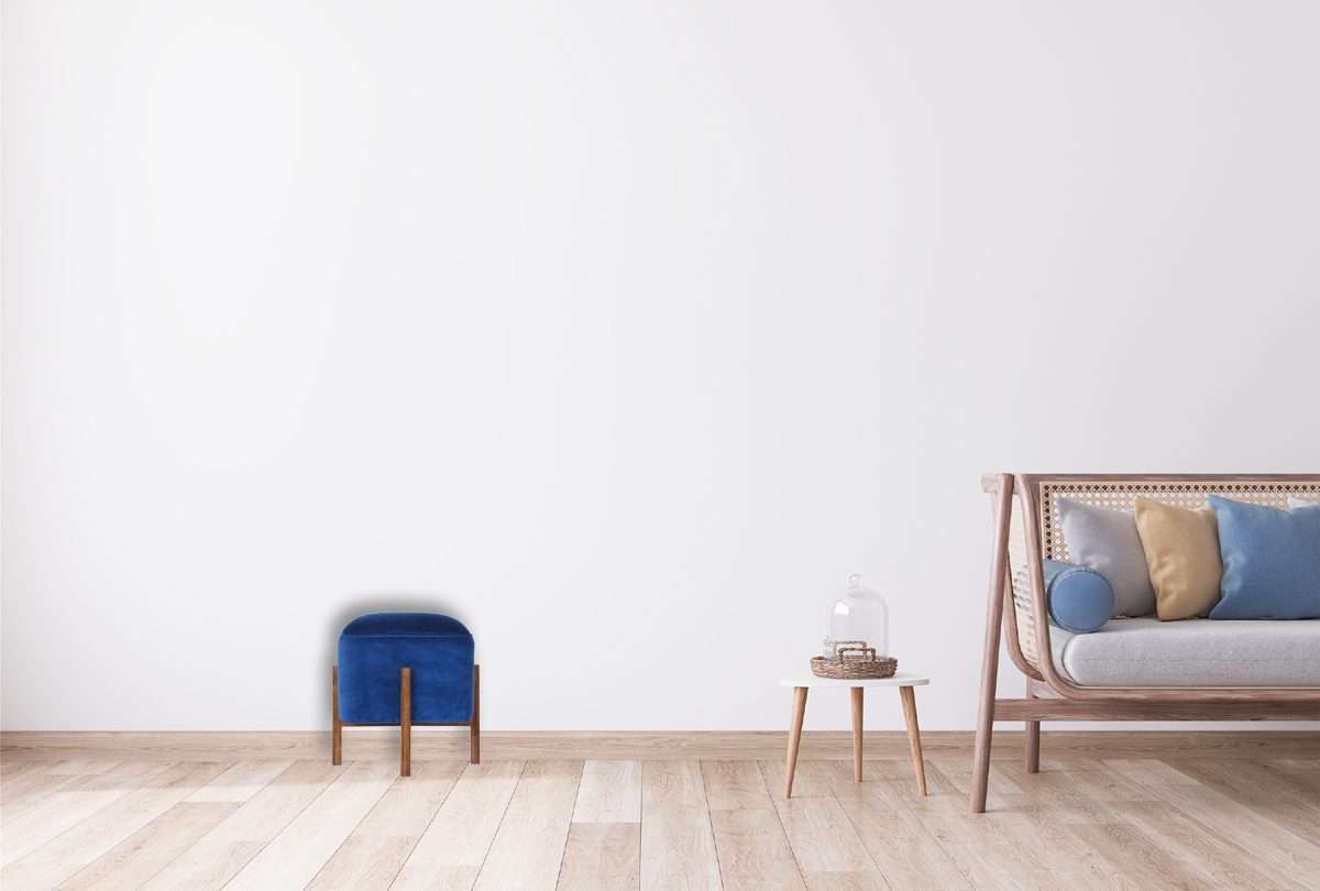Solid Wood Royal Blue Velvet Stool - Image 10