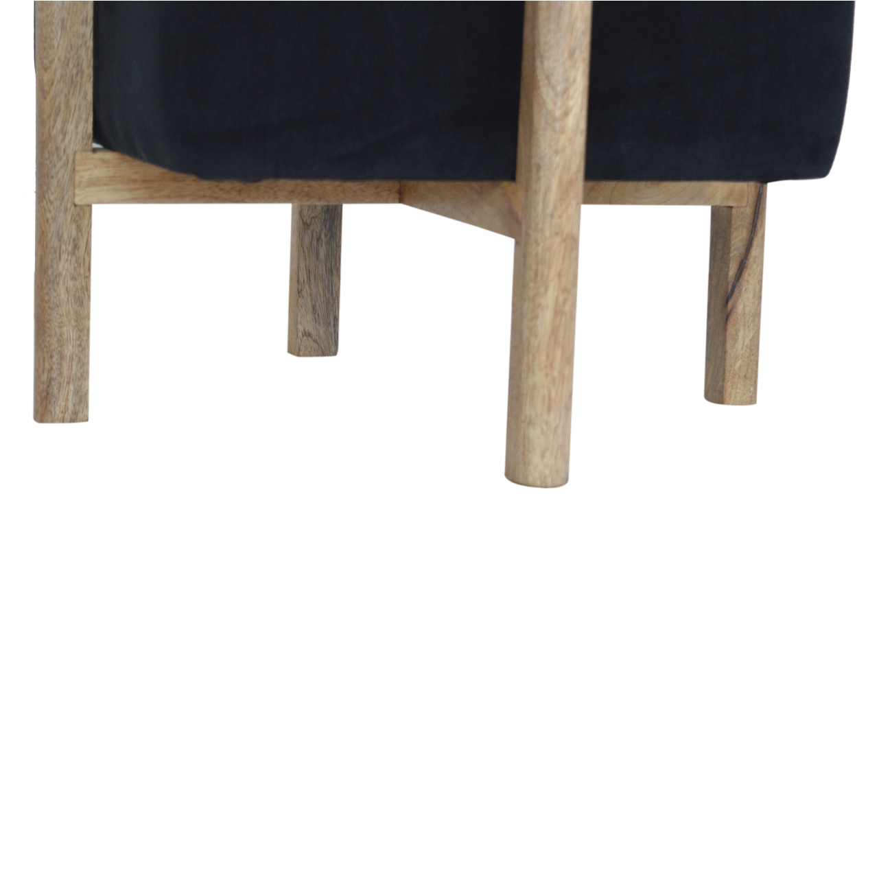 Black Velvet Solid Wood Footstool - Image 4