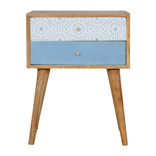 Blue Patterned Bedside - Image 11