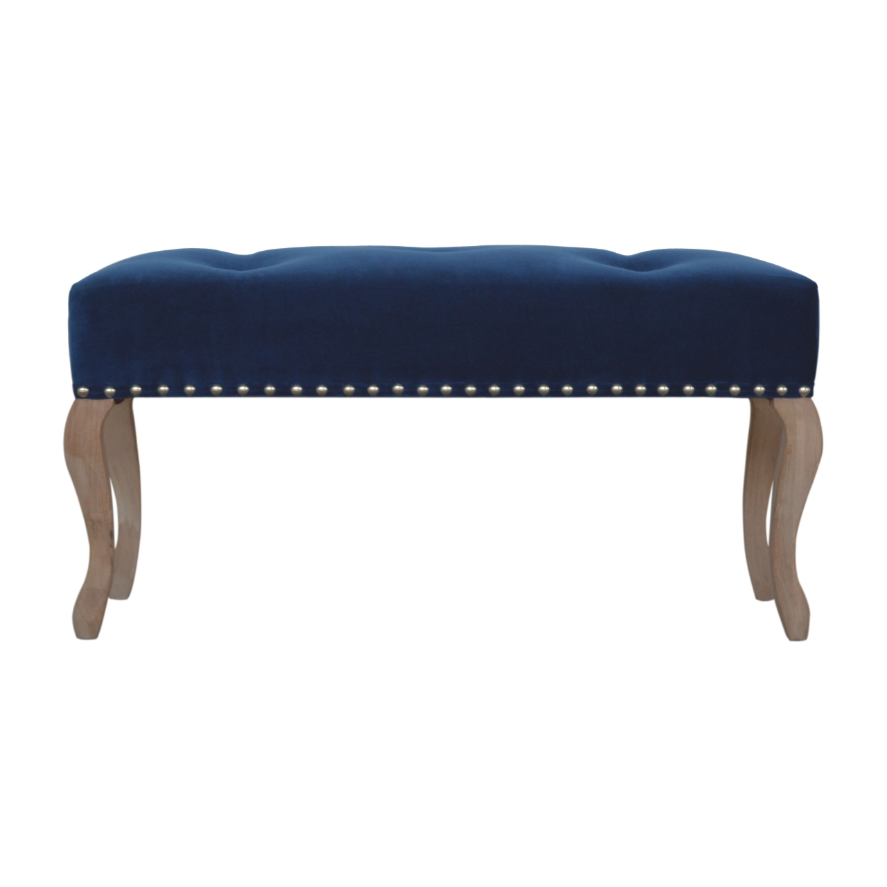 French Royal Blue Velvet Bench