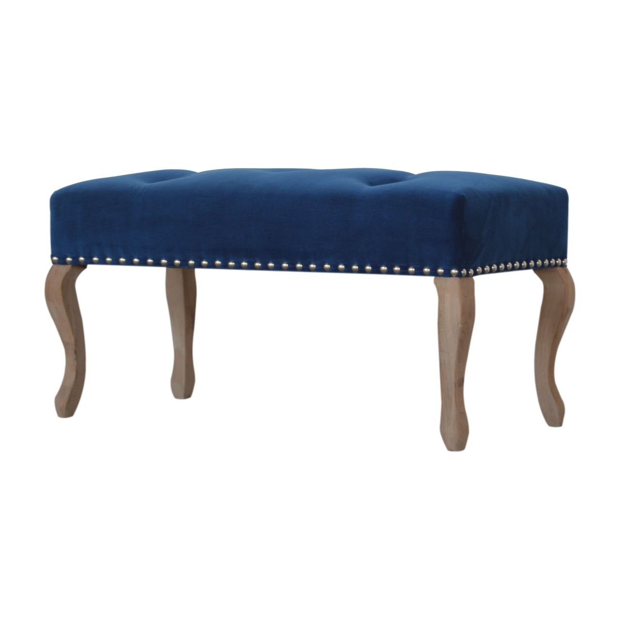 French Royal Blue Velvet Bench - Image 2