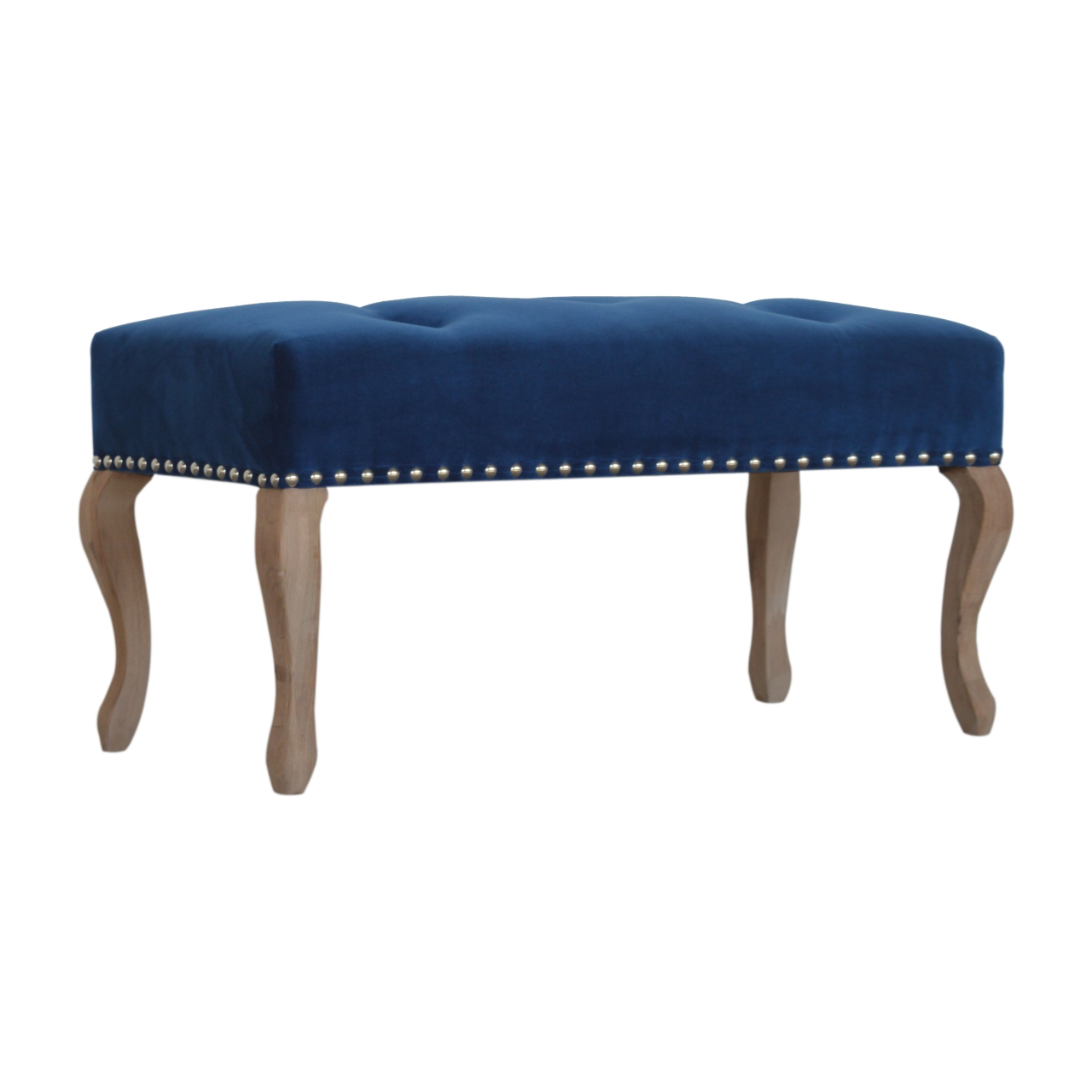 French Royal Blue Velvet Bench - Image 3