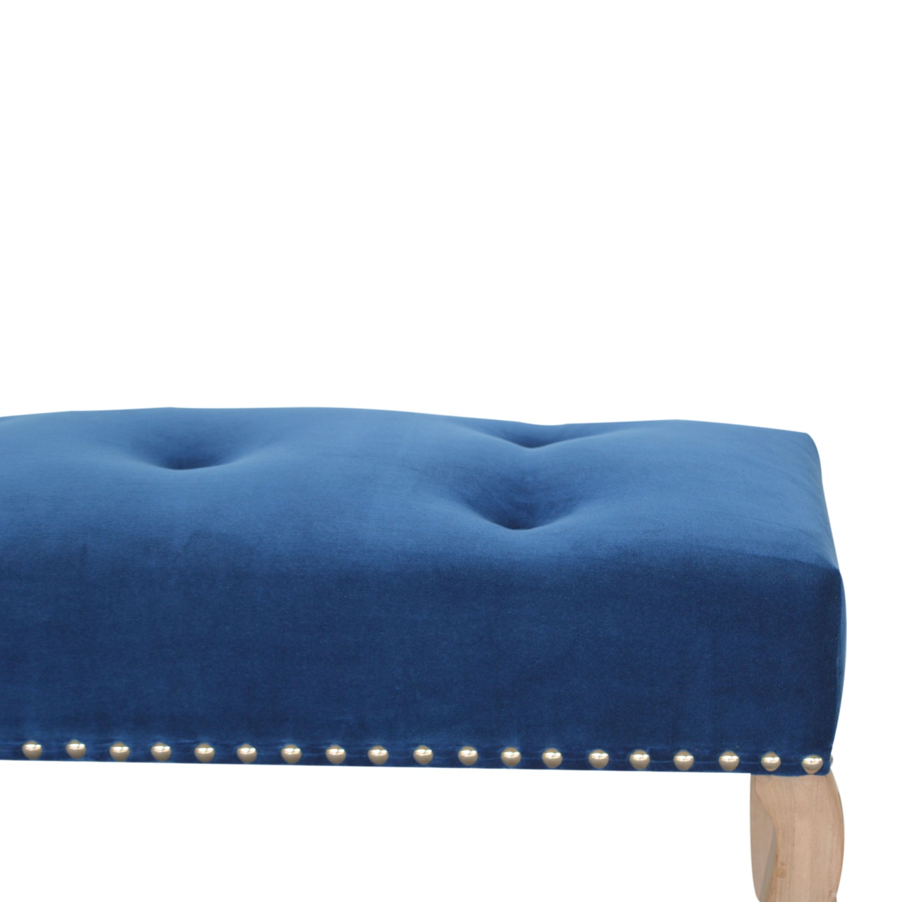 French Royal Blue Velvet Bench - Image 4