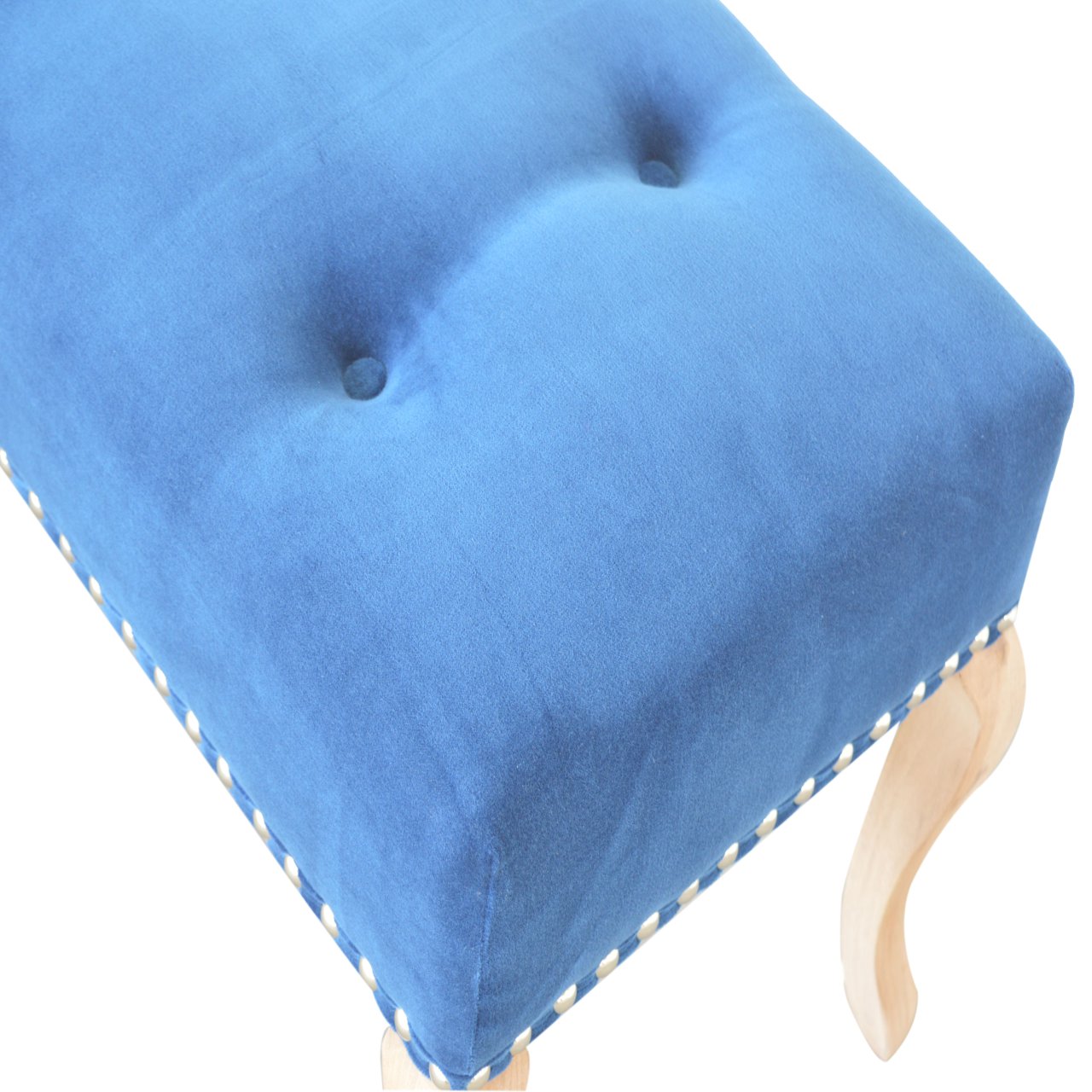 French Royal Blue Velvet Bench - Image 5