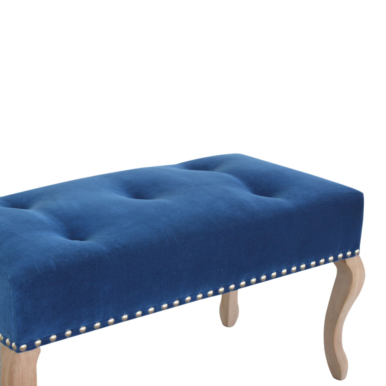 French Royal Blue Velvet Bench - Image 6