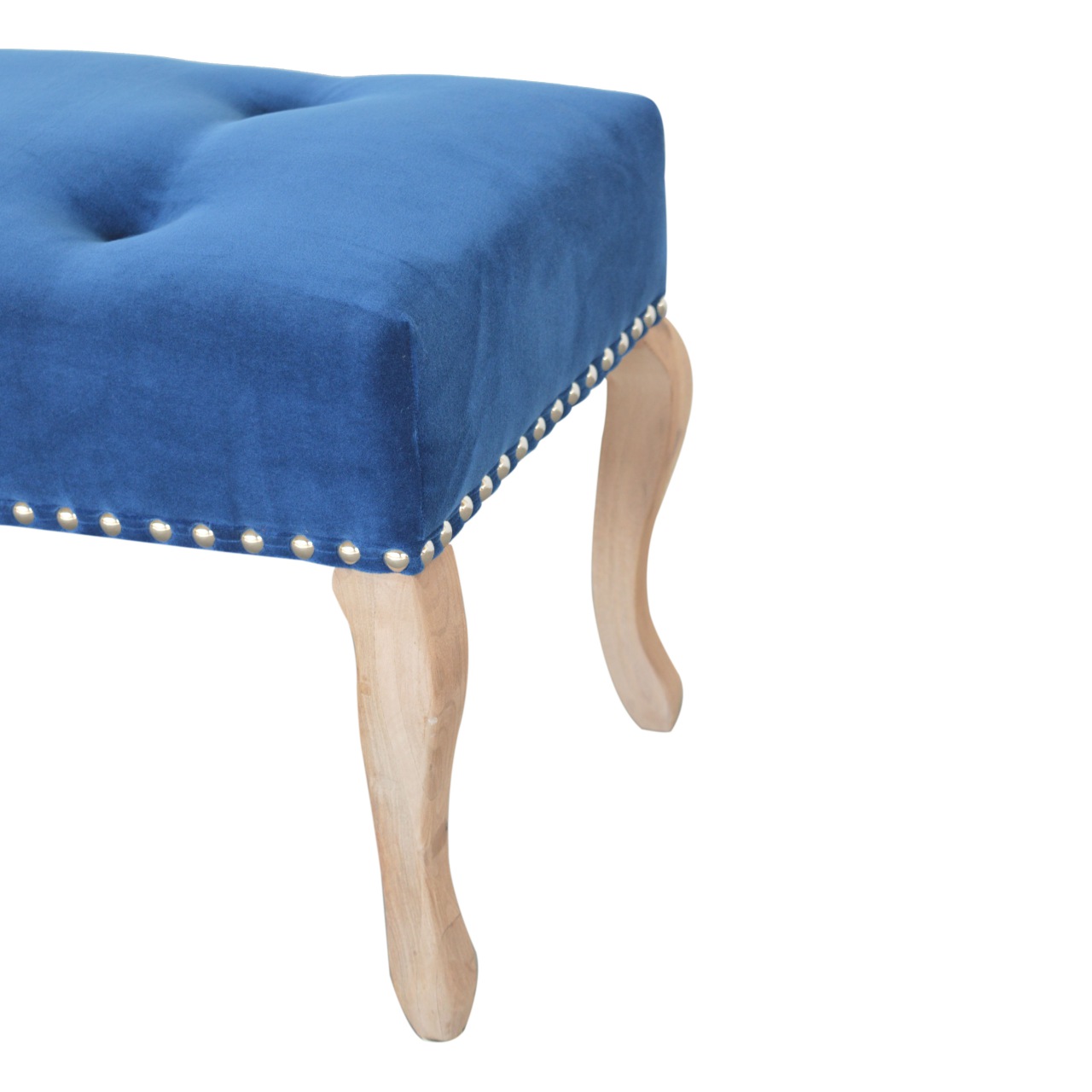 French Royal Blue Velvet Bench - Image 7
