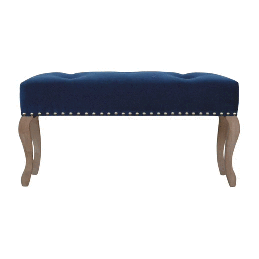 French Royal Blue Velvet Bench - Image 10