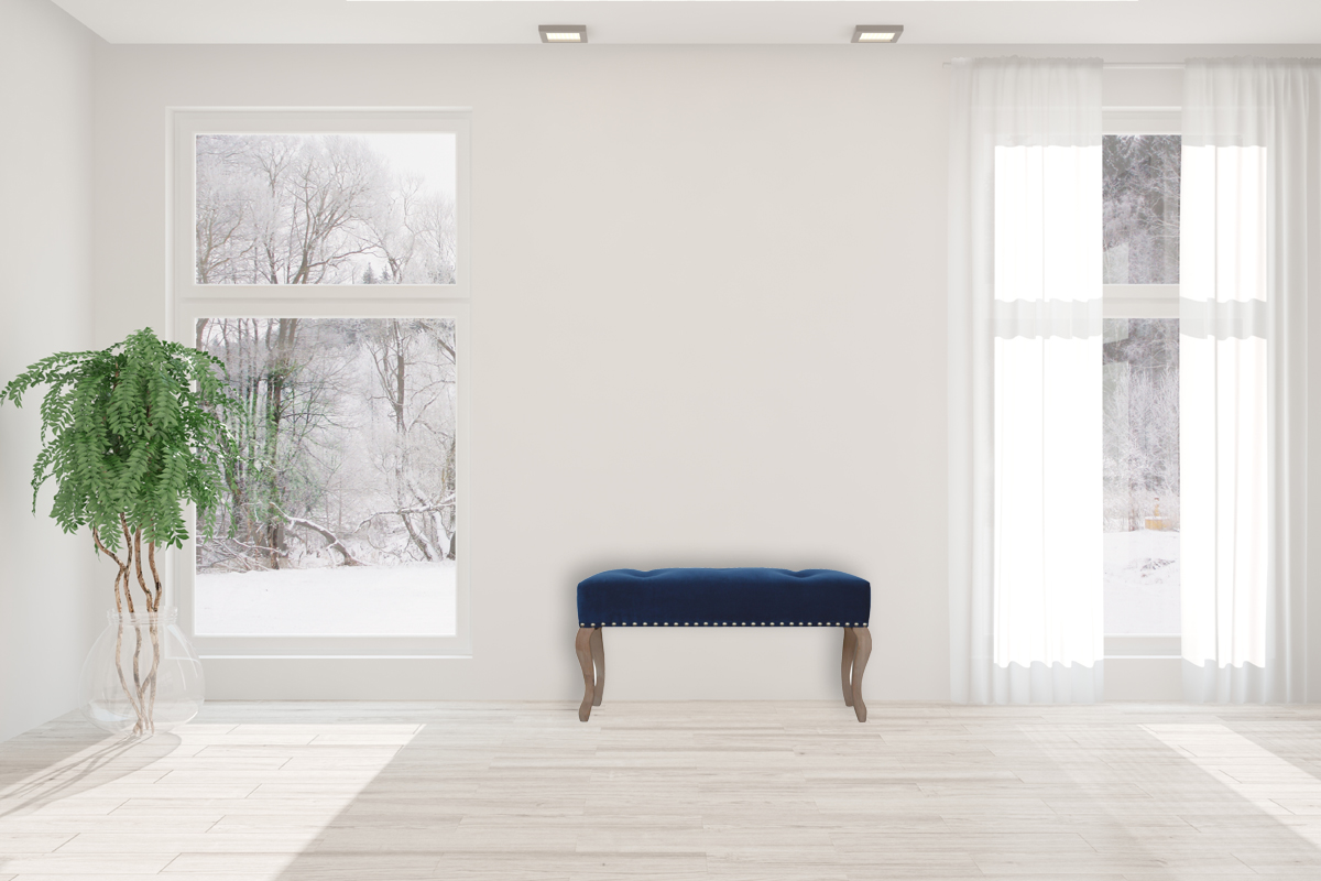 French Royal Blue Velvet Bench - Image 11