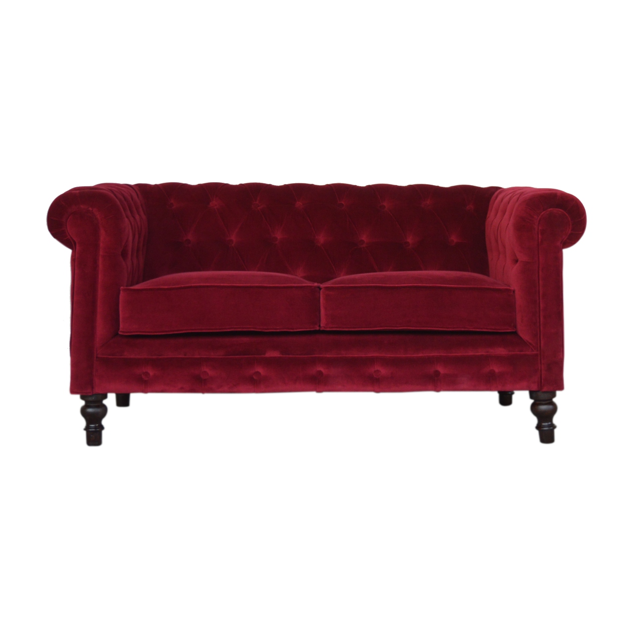 Wine Red Velvet Chesterfield Sofa - Image 2