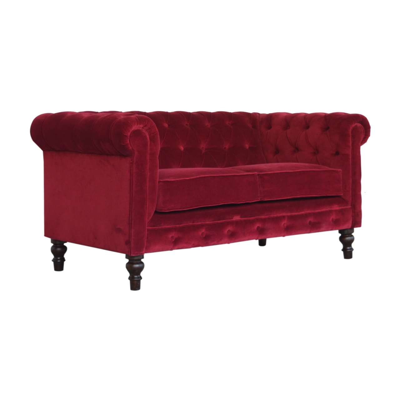 Wine Red Velvet Chesterfield Sofa - Image 3