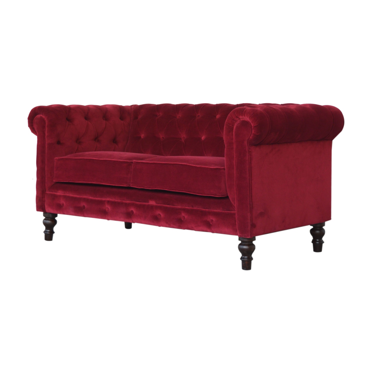 Wine Red Velvet Chesterfield Sofa - Image 4