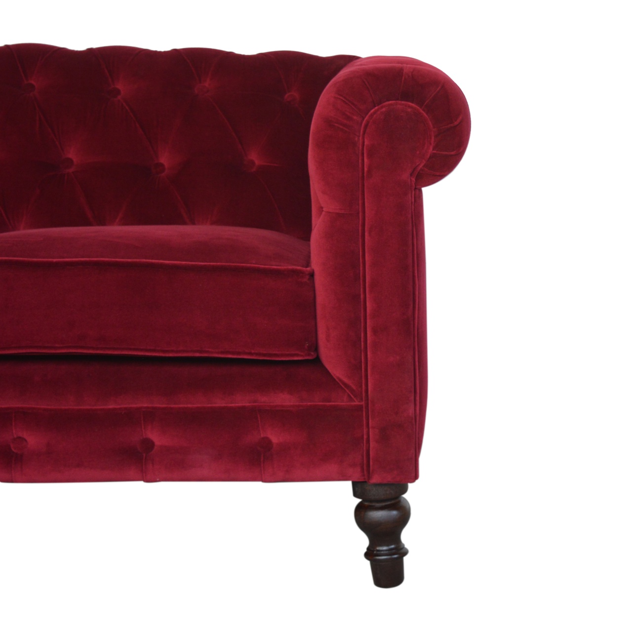 Wine Red Velvet Chesterfield Sofa - Image 5