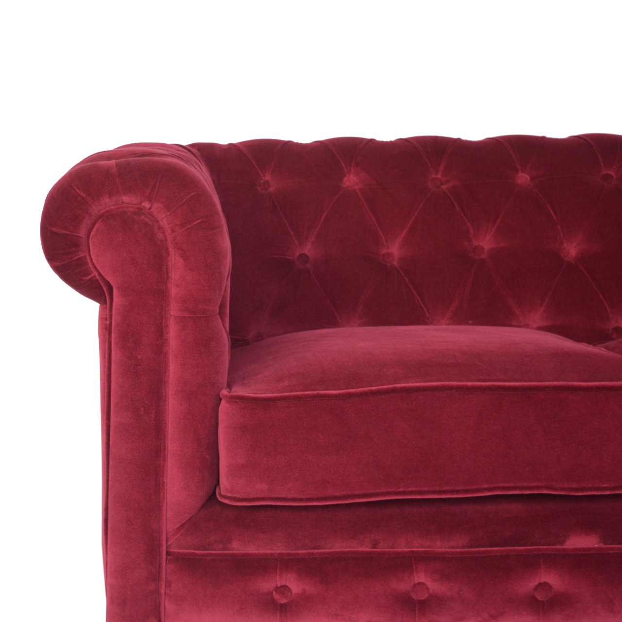 Wine Red Velvet Chesterfield Sofa - Image 6