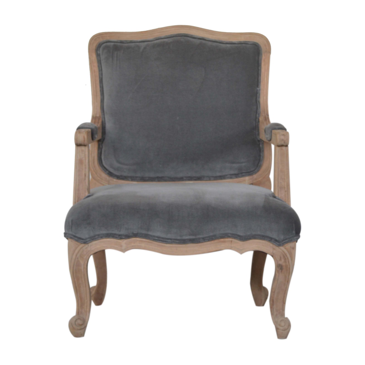 Grey Velvet French Style Chair - Image 2