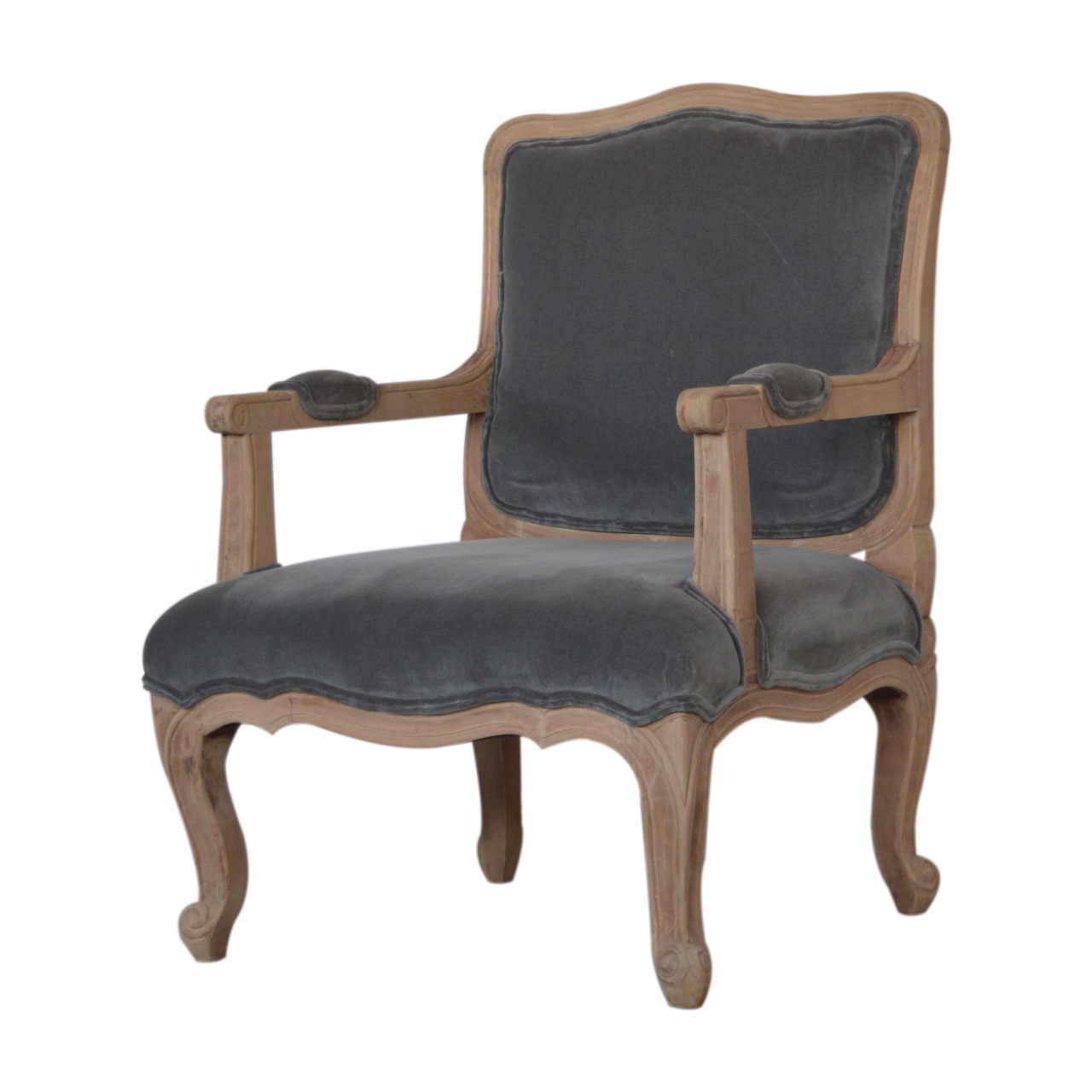Grey Velvet French Style Chair - Image 4