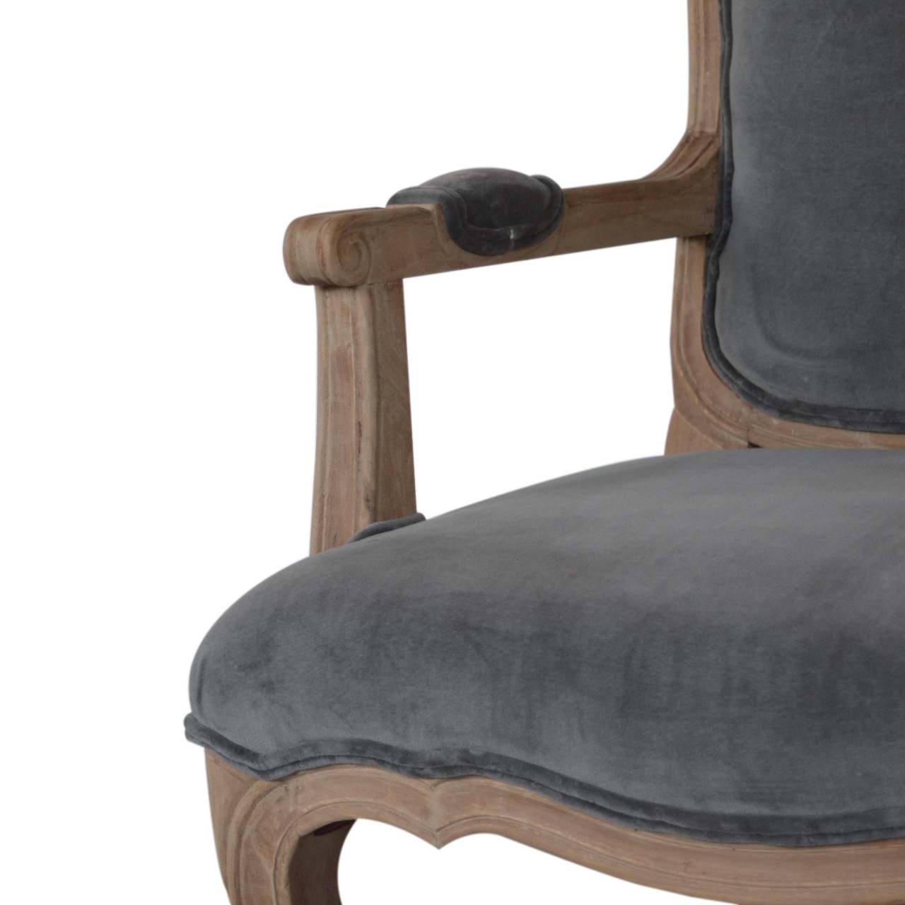 Grey Velvet French Style Chair - Image 6