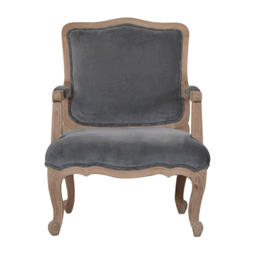 Grey Velvet French Style Chair - Image 11